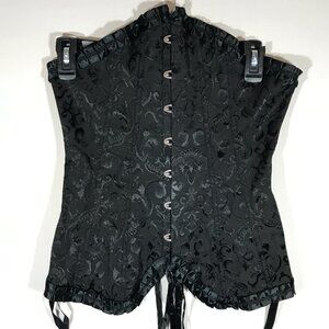 Women's Black Corset Metal Eye Hook Large Lingerie Lace-Up Goth Punk